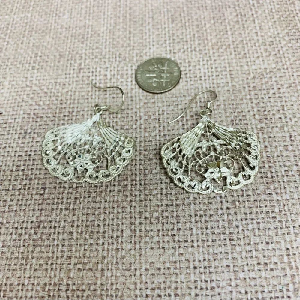Sterling Silver Etched Fan Earrings